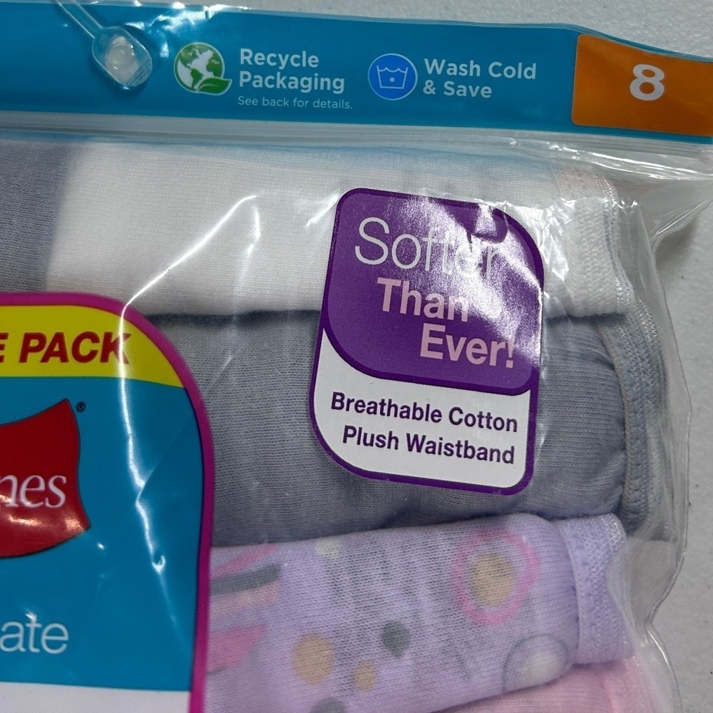 Hanes Ultimate Girls' Tagless Briefs 14-Pack Underwear Cotton Size 8 NEW - Picture 6 of 7